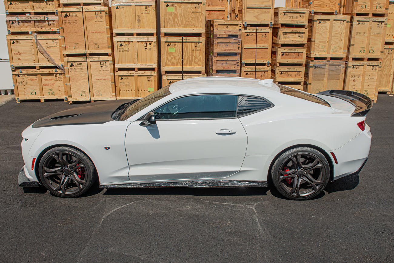 Chevrolet Camaro 6th Gen ZL1 Conversion Gloss Black Carbon Fiber Side Skirts 2016-2024