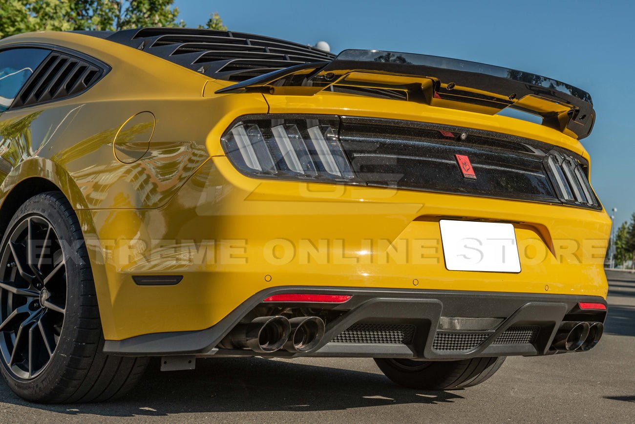 Ford Mustang S550 GT350 Style Rear Diffuser Quad Tips Primer Black 2015-2017