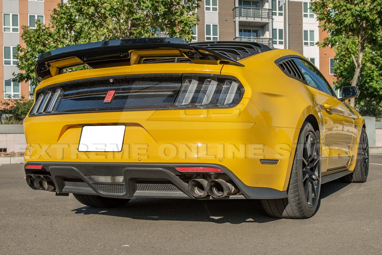 Ford Mustang S550 GT350 Style Rear Diffuser Quad Tips Primer Black 2015-2017