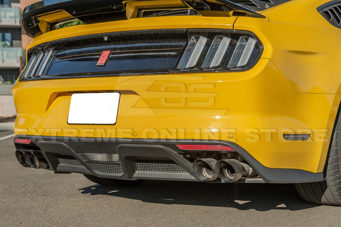 Ford Mustang S550 GT350 Style Rear Diffuser Quad Tips Primer Black 2015-2017