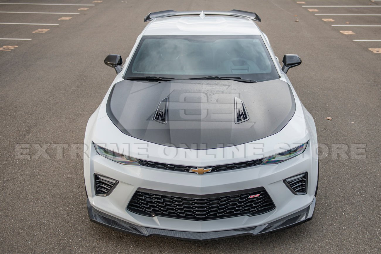 Chevrolet Camaro 6th Gen SS ZL1 Conversion Gloss Black Carbon Fiber Front Lip Splitter 2016-2018