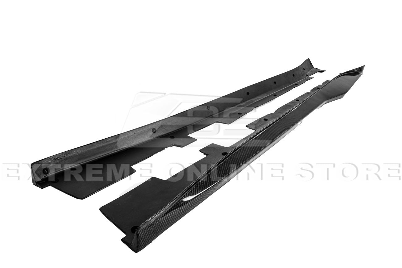 Chevrolet Camaro 6th Gen SS ZL1 Conversion Gloss Black Carbon Fiber Front Lip Splitter Side Skirts Kit 2016-2018