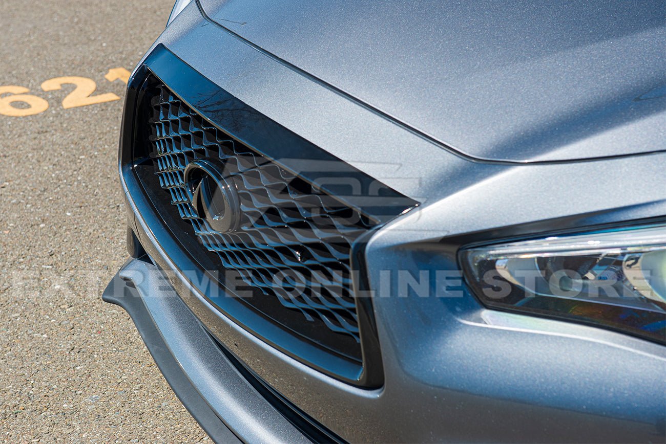 Infiniti Q50 Gloss Black Front Bumper Grille Cover 2018-Up