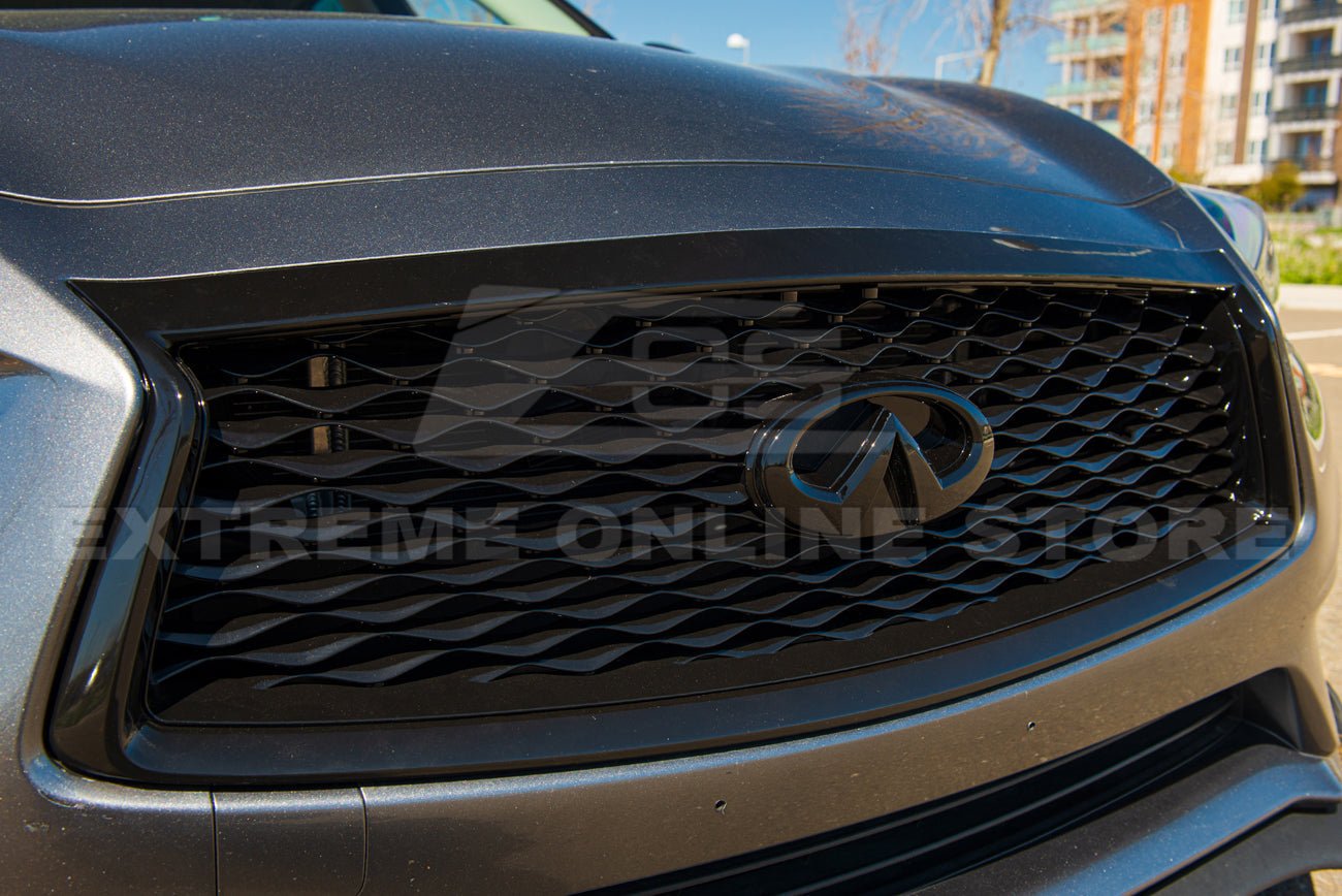 Infiniti Q50 Gloss Black Front Bumper Grille Cover 2018-Up