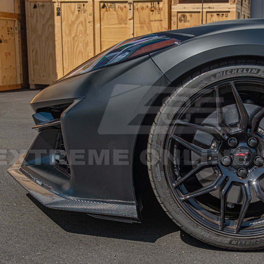Chevrolet Corvette C8 Z06 Z07 Style Carbon Fiber Front Splitter and Canards Kit 2023-Up