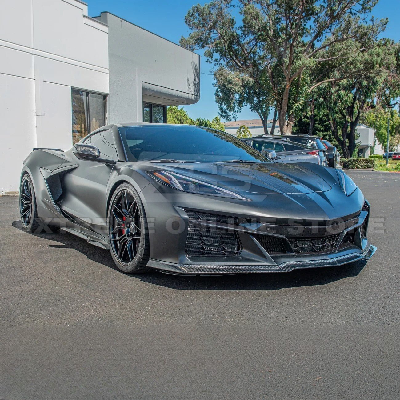 Chevrolet Corvette C8 Z06 Z07 Style Carbon Fiber Front Splitter and Canards Kit 2023-Up