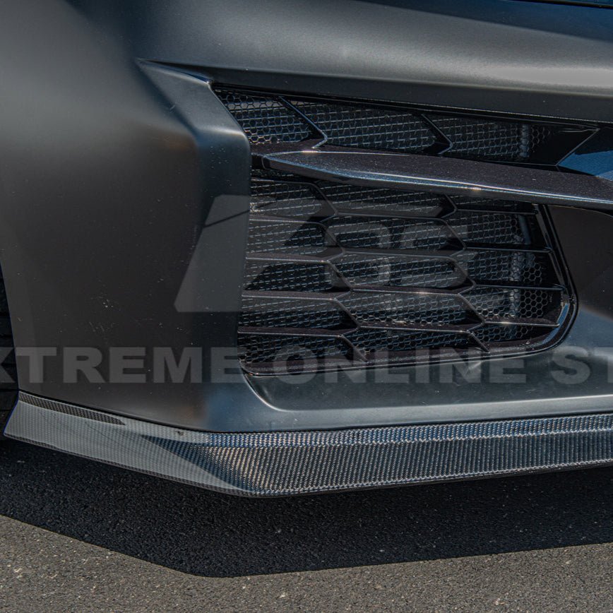 Chevrolet Corvette C8 Z06 Z07 Style Carbon Fiber Front Splitter and Canards Kit 2023-Up