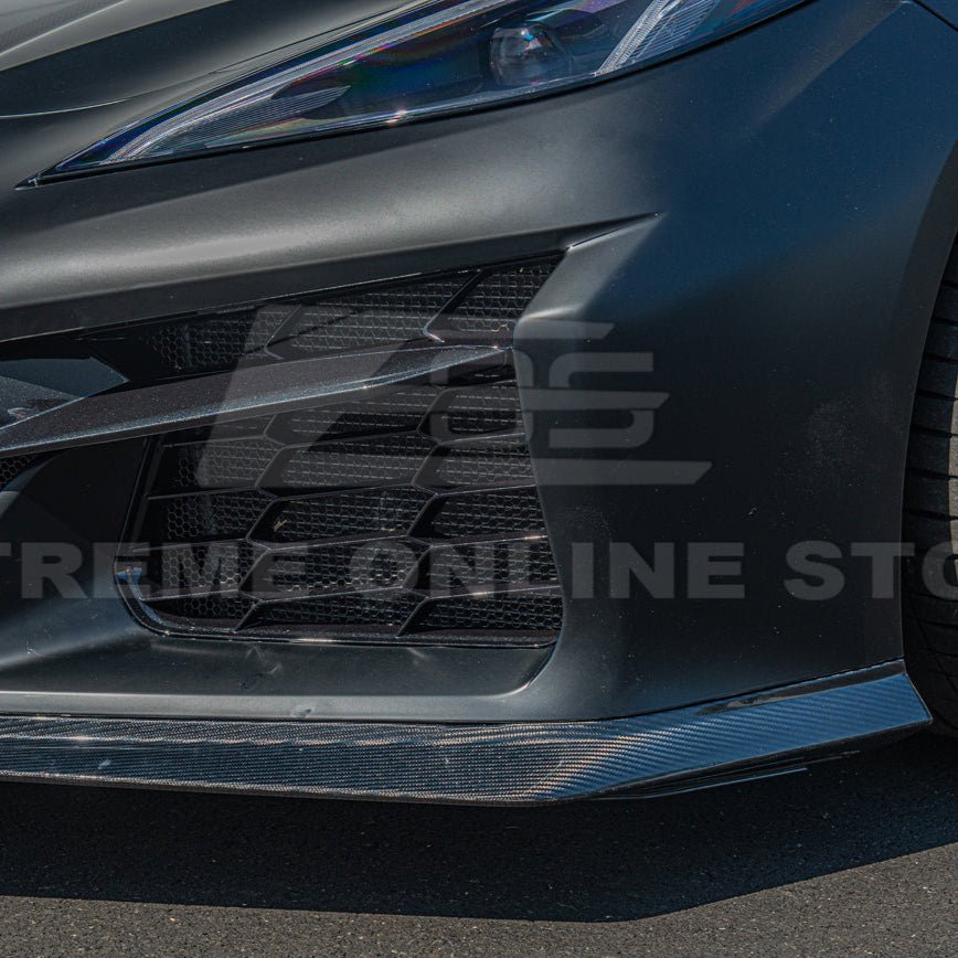 Chevrolet Corvette C8 Z06 Z07 Style Carbon Fiber Front Splitter and Canards Kit 2023-Up