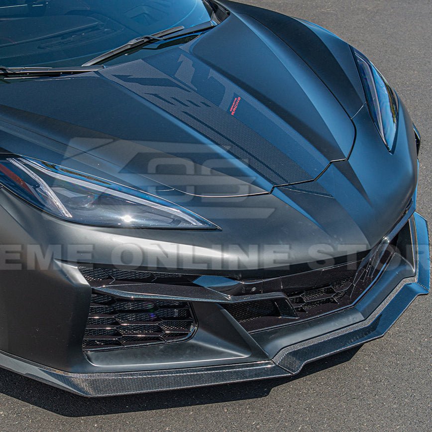 Chevrolet Corvette C8 Z06 Z07 Style Carbon Fiber Front Splitter and Canards Kit 2023-Up