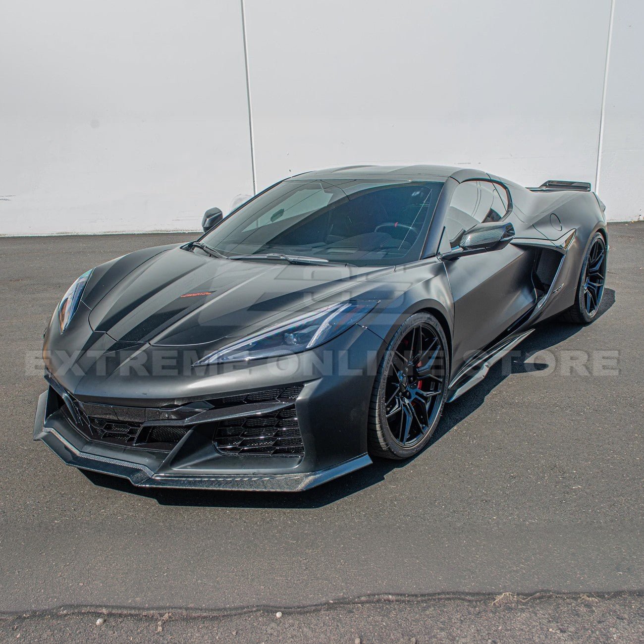 Chevrolet Corvette C8 Z06 Z07 Style Carbon Fiber Front Splitter and Canards Kit 2023-Up