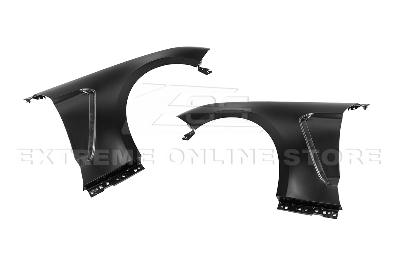 Ford Mustang S550 GT350 Style Matte Black Front Side Vented Fenders 2018-2023