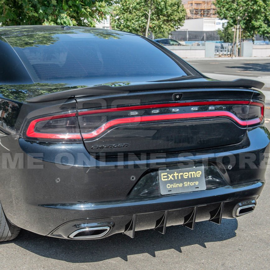 Dodge Charger LD SRT Style Matte Gloss Black Rear Bumper Dual Exhaust Diffuser Base Models 2015-2024