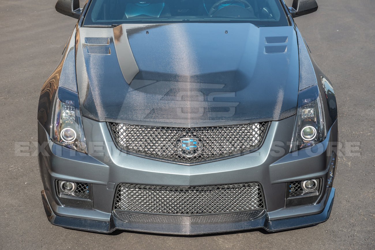 Cadillac CTS-V V2 GM Factory Style Dry Carbon Fiber Front Hood Trim 2009-2015