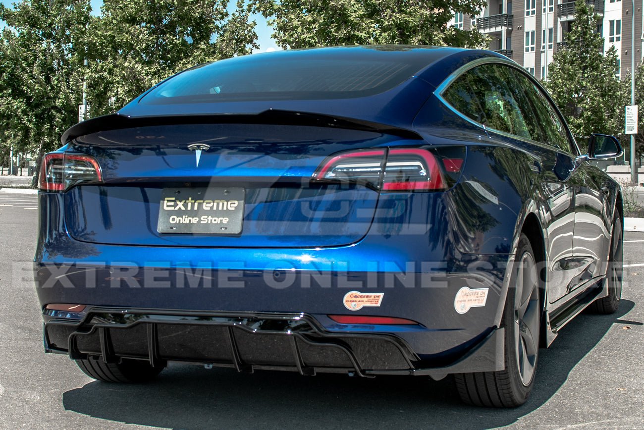 Tesla Model 3 Performance Style Gloss Black Full Aero Kit Splitter Side Skirts Spoiler 2017-2023