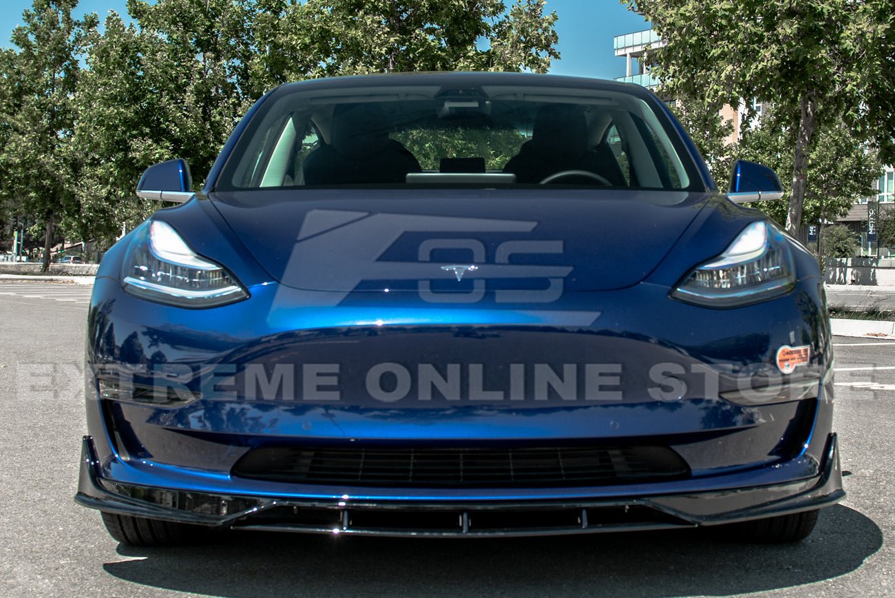 Tesla Model 3 Performance Style Gloss Black Front Splitter Side Skirts Kit 2017-2023