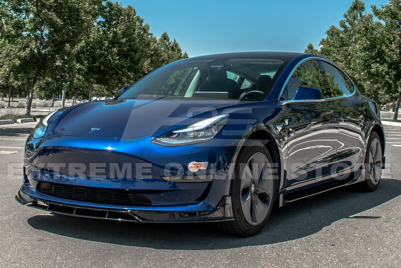 Tesla Model 3 Performance Style Gloss Black Full Aero Kit Splitter Side Skirts Spoiler 2017-2023