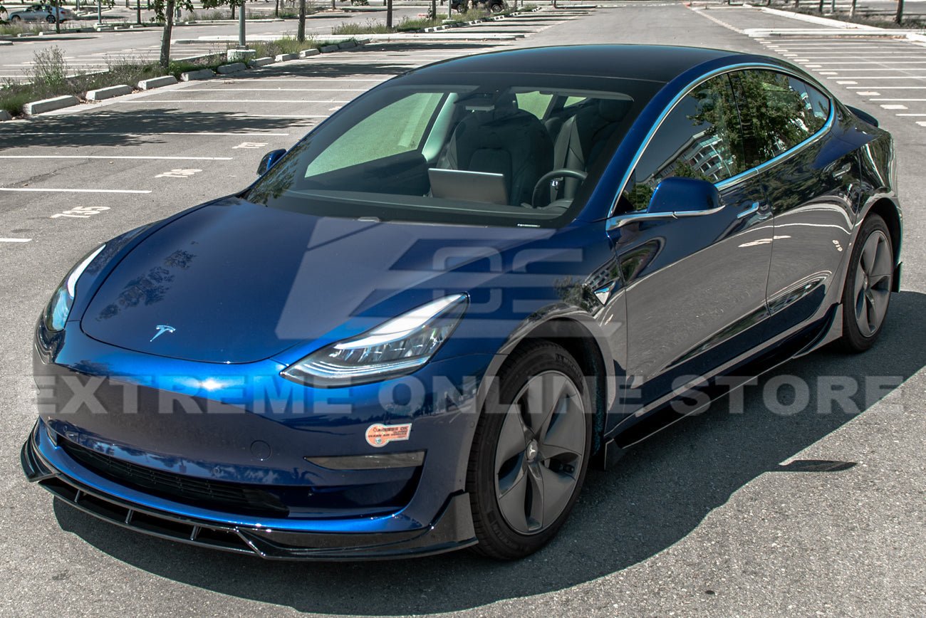 Tesla Model 3 Performance Style Gloss Black Full Aero Kit Splitter Side Skirts Spoiler 2017-2023