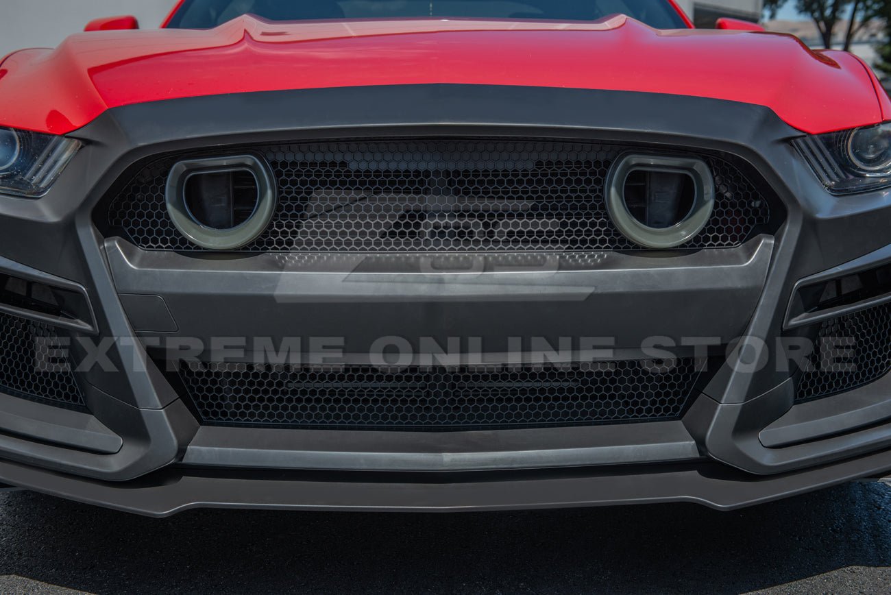 Ford Mustang S550 GT500 Style Primed Black Front Bumper Kit with LED Grille 2015-2017