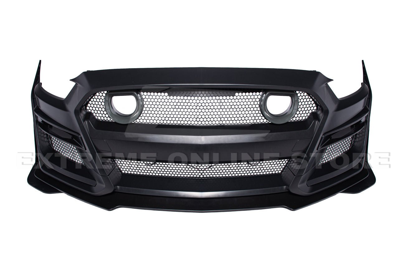 Ford Mustang S550 GT500 Style Primed Black Front Bumper Kit with LED Grille 2015-2017