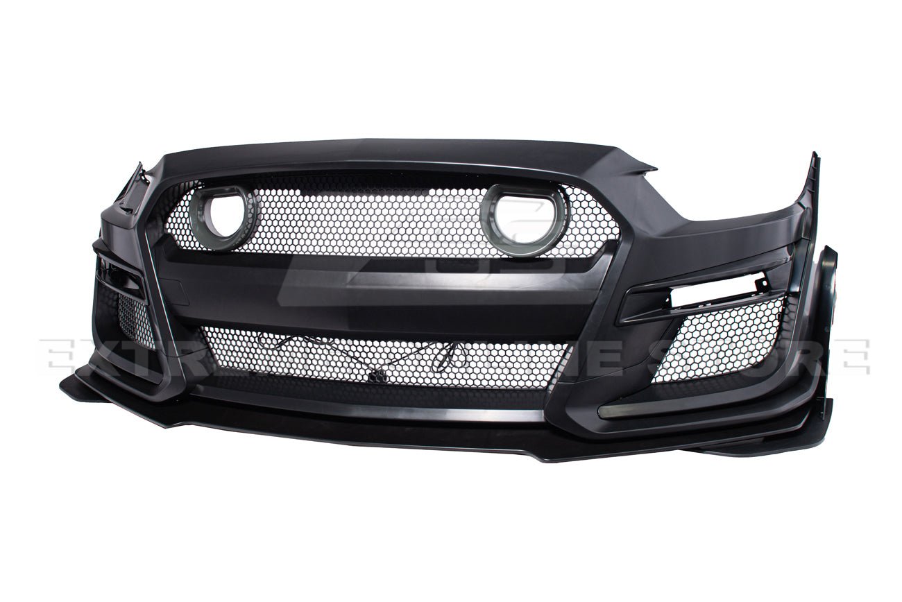 Ford Mustang S550 GT500 Style Primed Black Front Bumper Kit with LED Grille 2015-2017