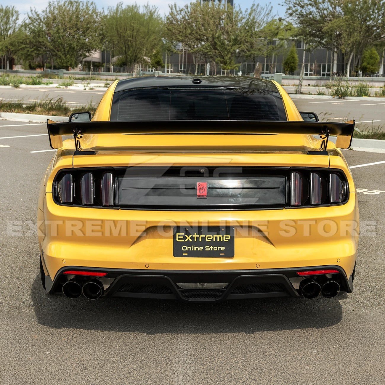 Ford Mustang S550 GT500 Track Pack Style Dry Carbon Fiber Rear High Wing Spoiler 2015-2023