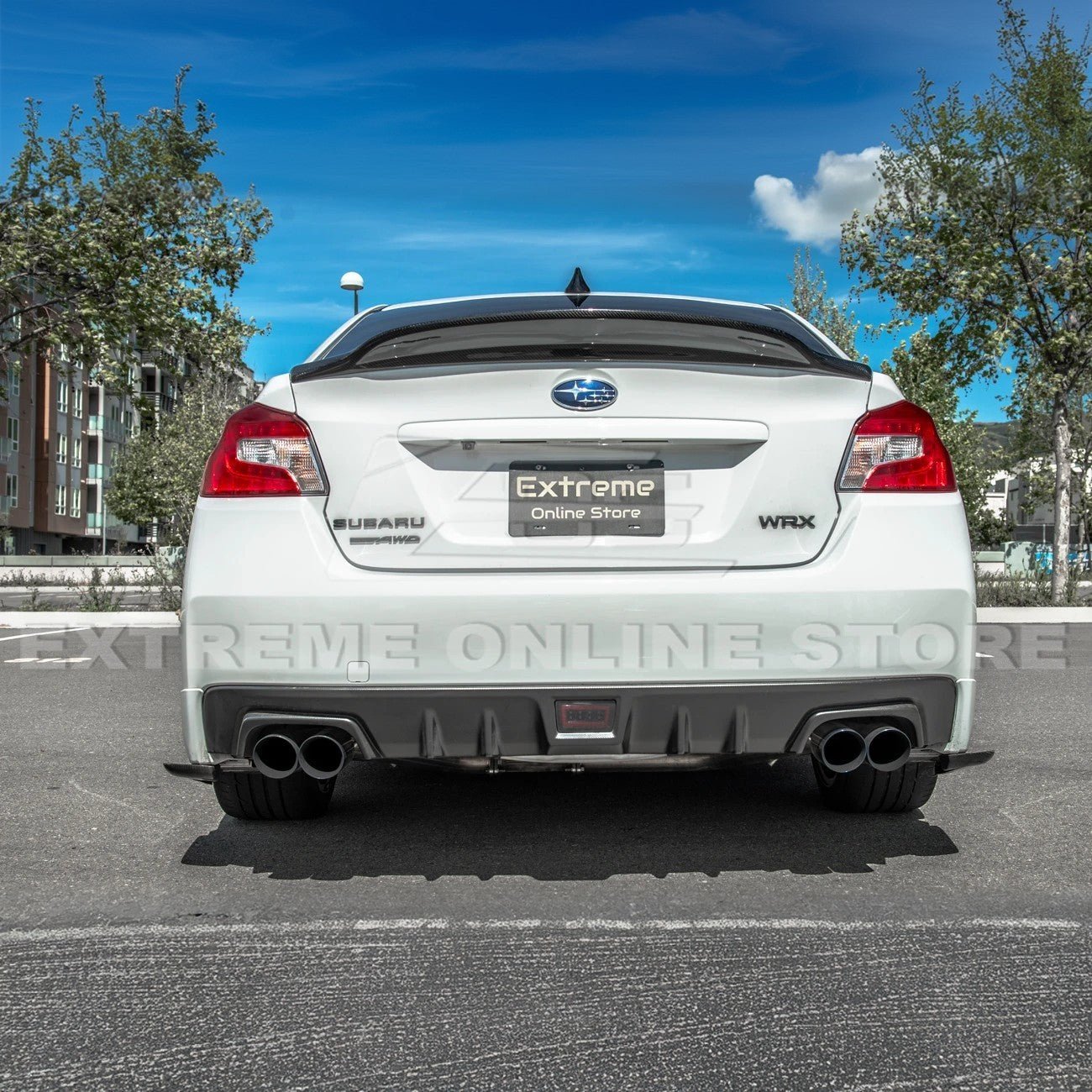 Subaru WRX STI VA CS Style Primer Black Carbon Fiber Rear Apron Lip 2015-2021