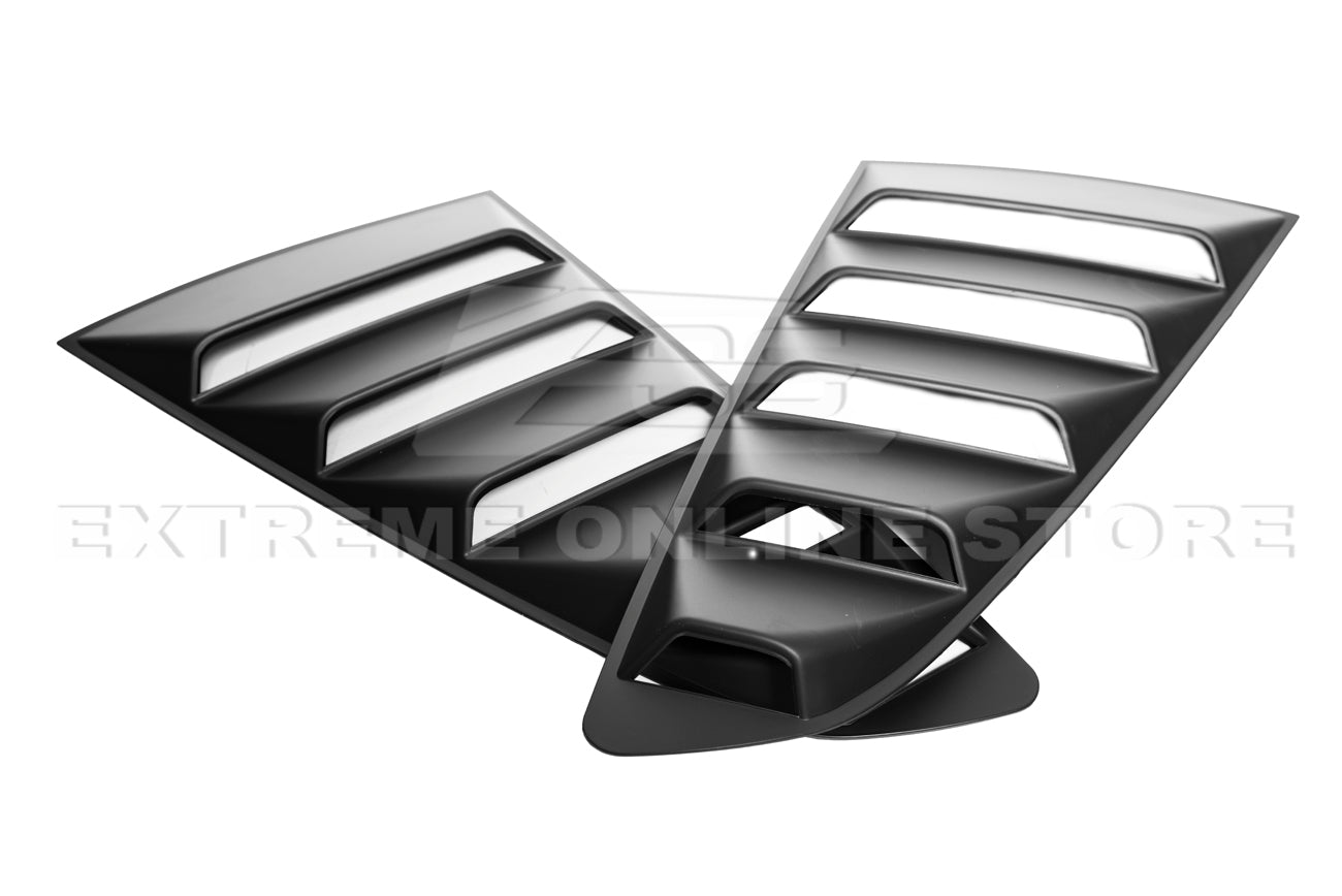 Ford Mustang S550 Rear Side Window Louvers Primer Black 2015-2023