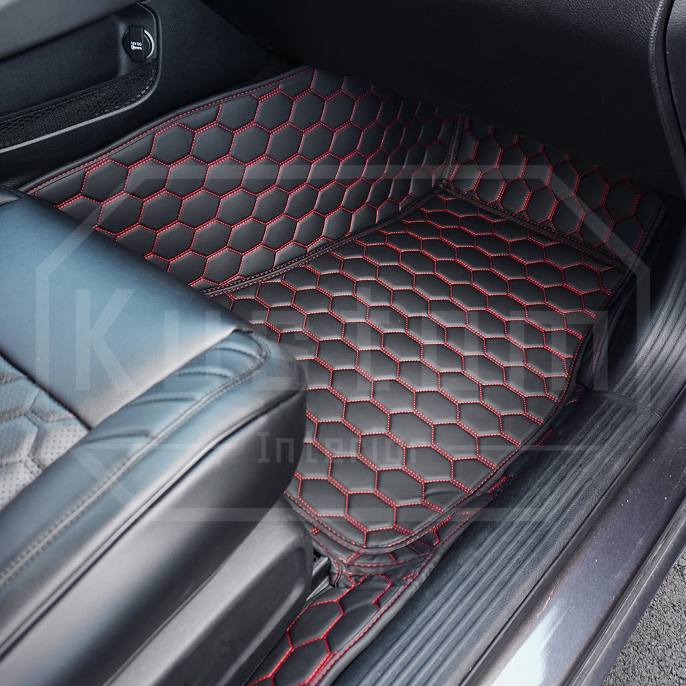 2015 - 2025 Dodge Challenger Honeycomb Leather Floor Mat