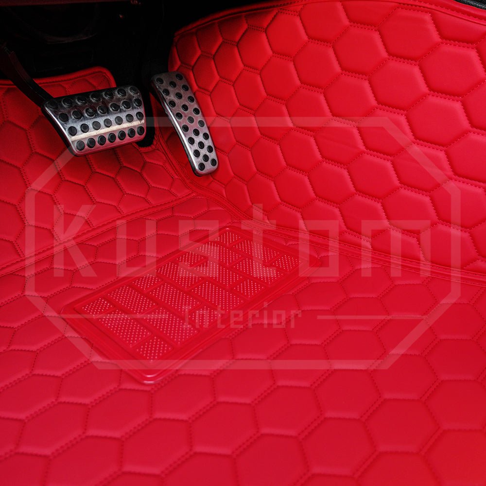2015 - 2025 Dodge Challenger Honeycomb Leather Floor Mat