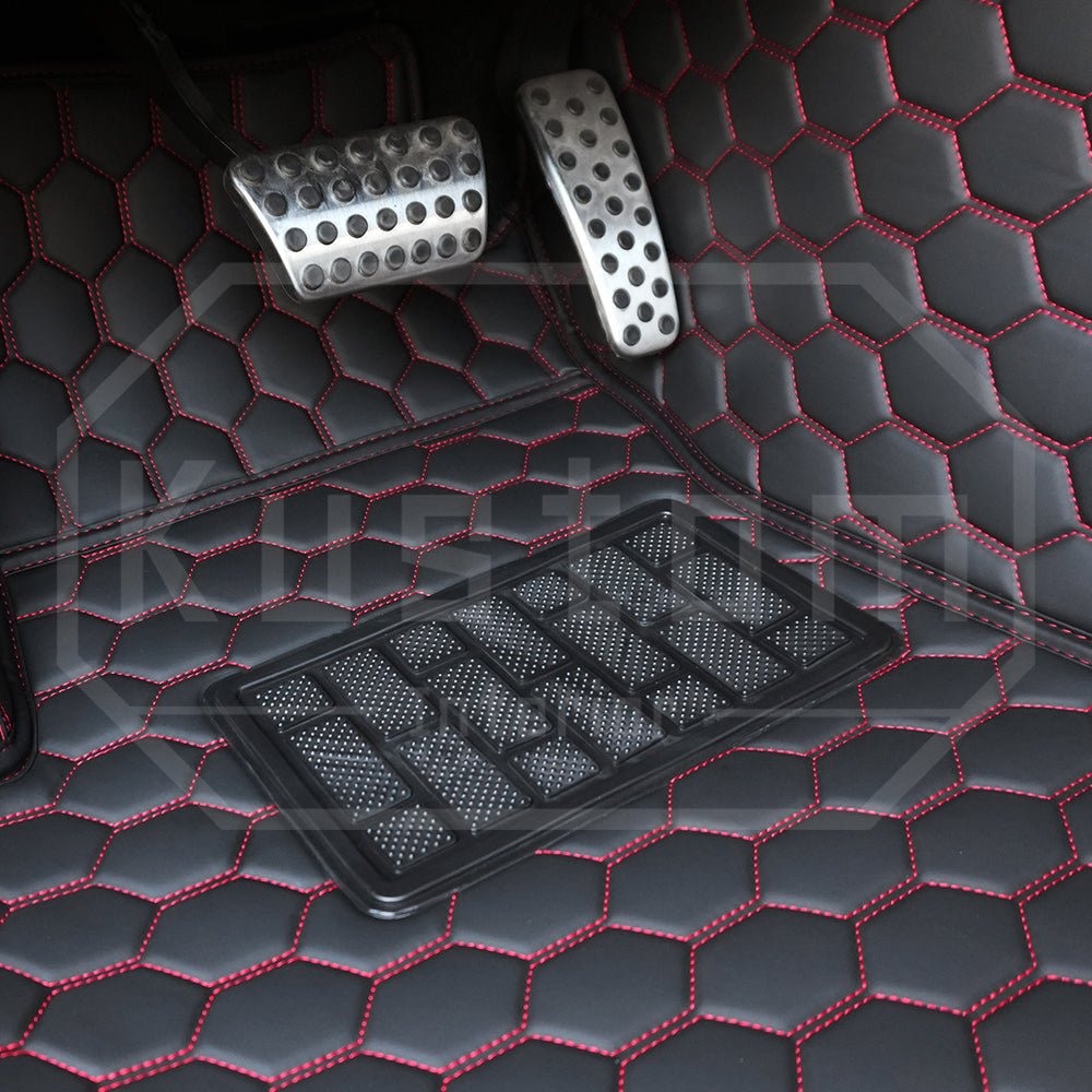 2015 - 2025 Dodge Challenger Honeycomb Leather Floor Mat