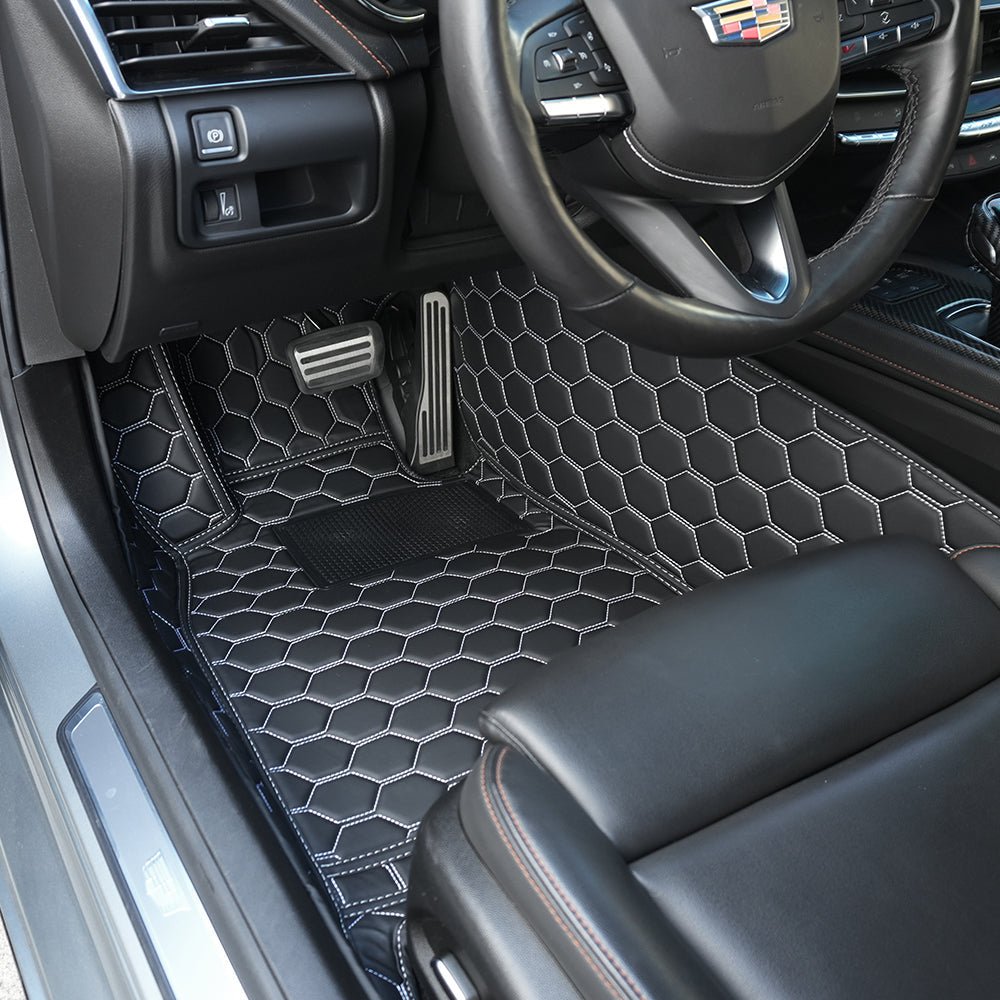 2020-cadillac-ct5-custom-leather-floor-matBlack W/ White Stitching