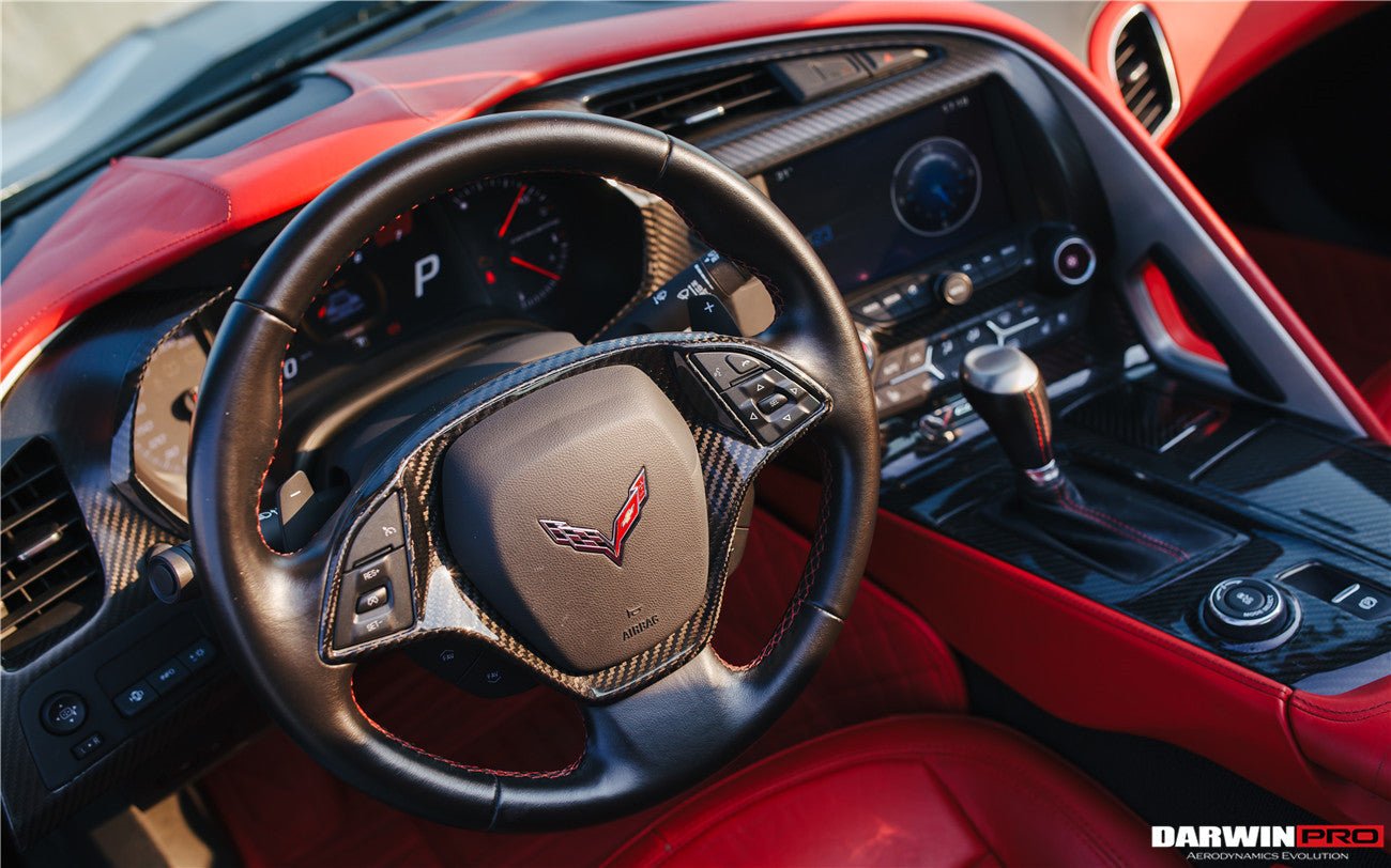 2013 - 2019 Corvette C7 Z06 Grandsport Dry Carbon Fiber Interior Steering Wheel Cover Trim