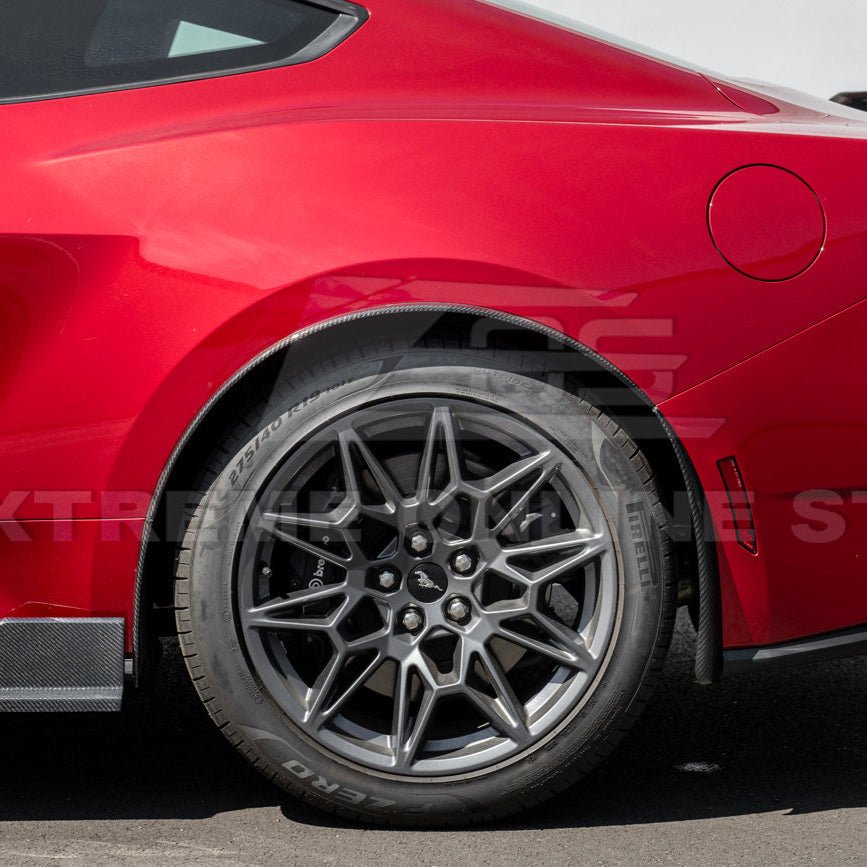 Ford Mustang S650 Dry Carbon Fiber XL Extended Fender Flares Mud Flap Kit 2024-Up