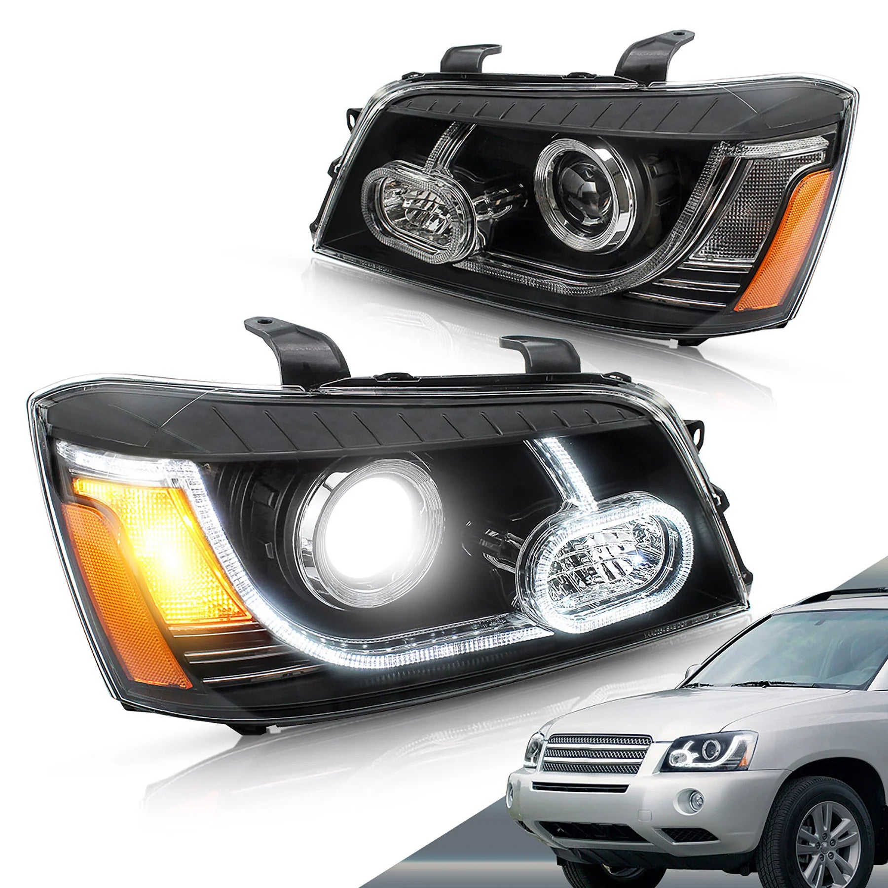 Toyota Highlander Aftermarket Front Lamps LED Projector Headlights 2001 - 2007