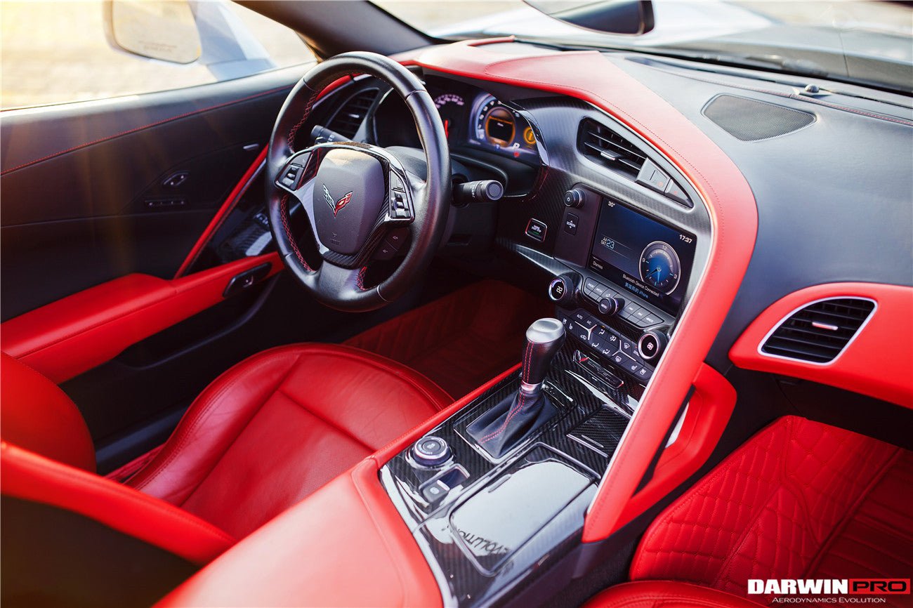 2013 - 2019 Corvette C7 Z06 Grandsport Dry Carbon Fiber Interior Outside Gears Panel Protective Cover Trim