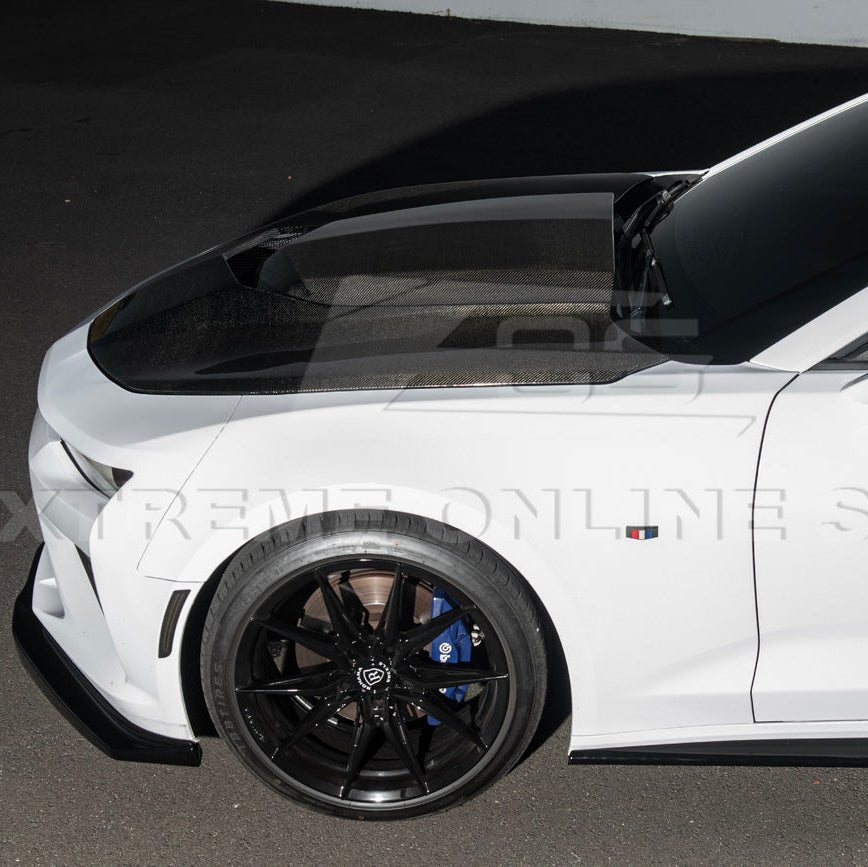 Chevrolet Camaro 6th Gen T6 Style Gloss Black Carbon Fiber Front Lip Splitter Side Skirts Kit 2019-2024