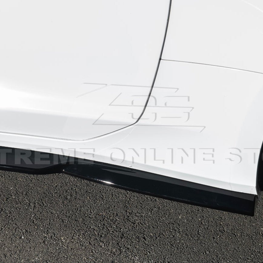 Chevrolet Camaro 6th Gen T6 Style Gloss Black Carbon Fiber Front Lip Splitter Side Skirts Kit 2019-2024