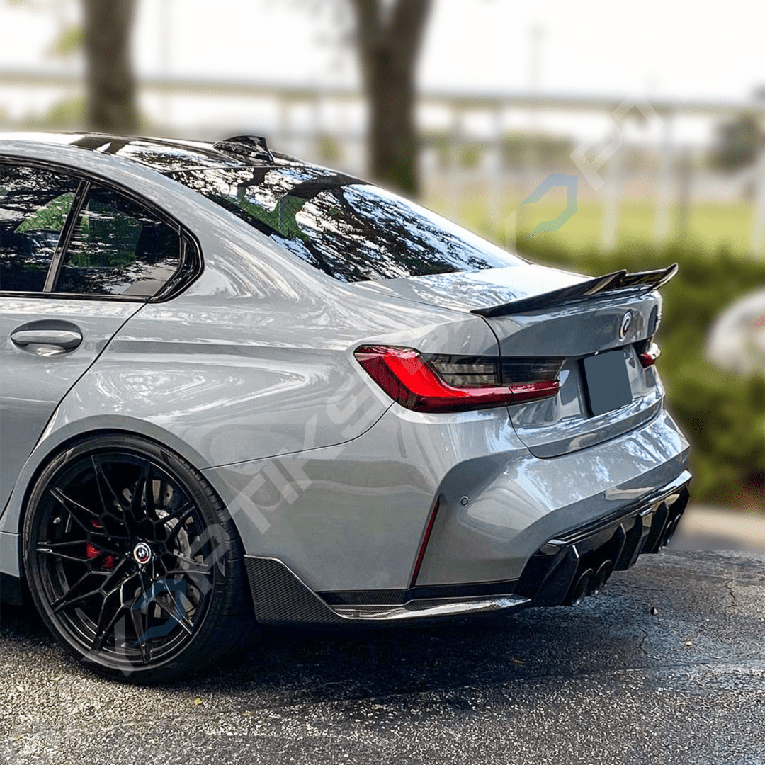 BMW G80 M3 MP Style Dry Carbon Fiber Rear Bumper Side Corner Extensions 2021-2025