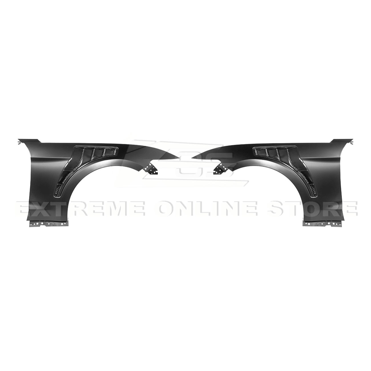 Ford Mustang S550 GT500 KR Style Matte Black Front Side Vented Fenders 2015-2017