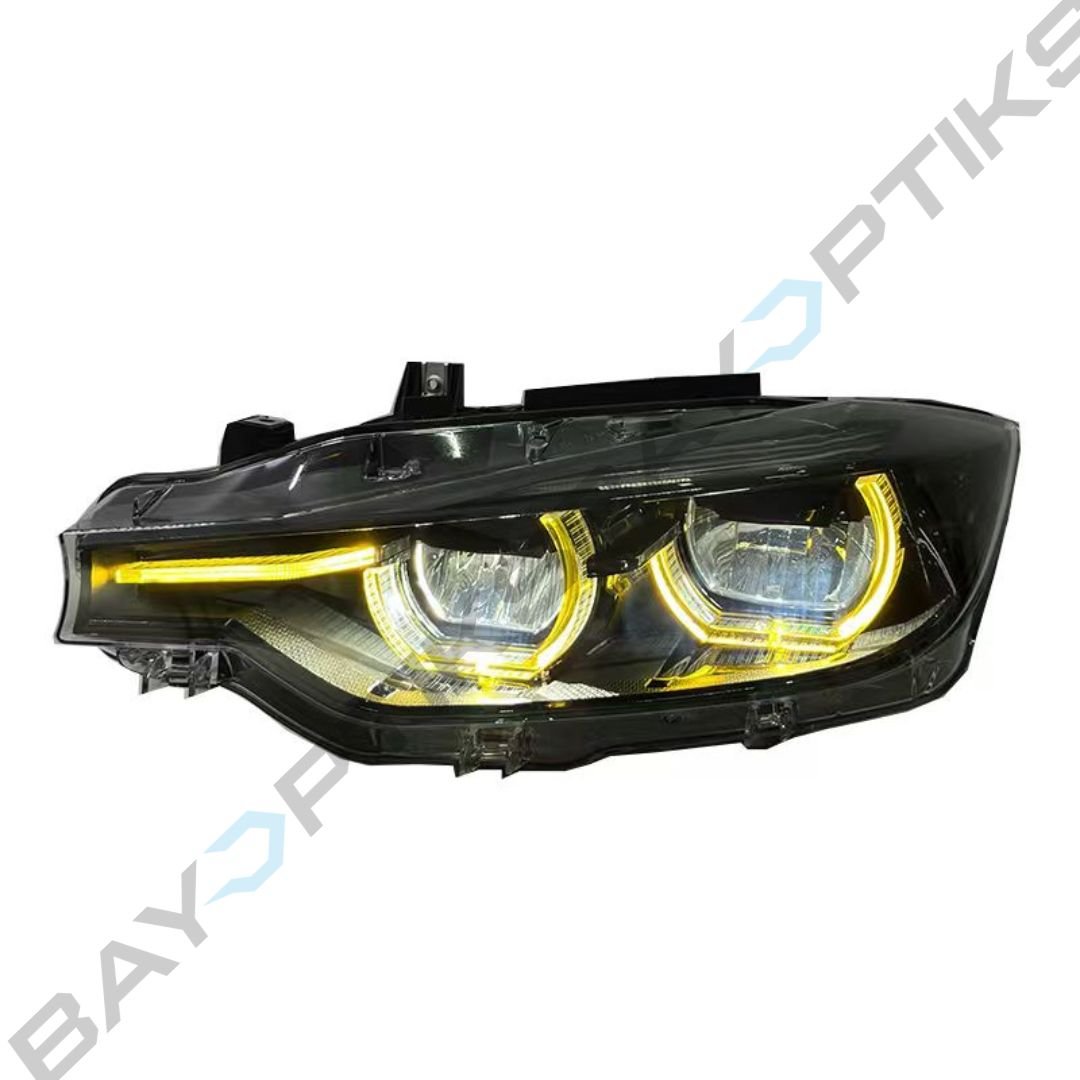 BMW 3 Series F30 Black Shadow Line LCI Style Tri-Color Headlights 2013-2018