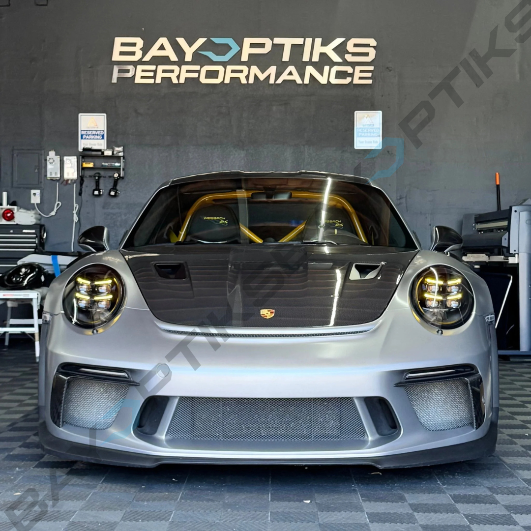 Porsche 991.1 991.2 911 992.2 Style Yellow/White Dual-Color DRL HD Matrix LED Headlights 2012–2019