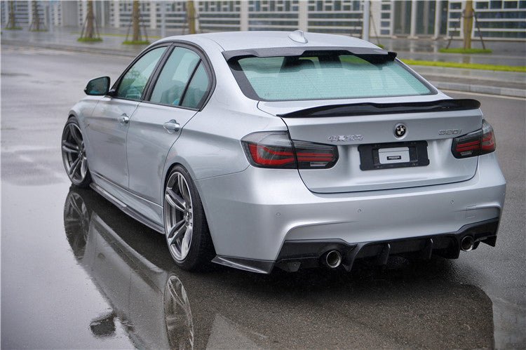 2013-2019 BMW F30/F35 M-Tech GV Style Carbon Fiber Rear Lip with Diffuser & Caps
