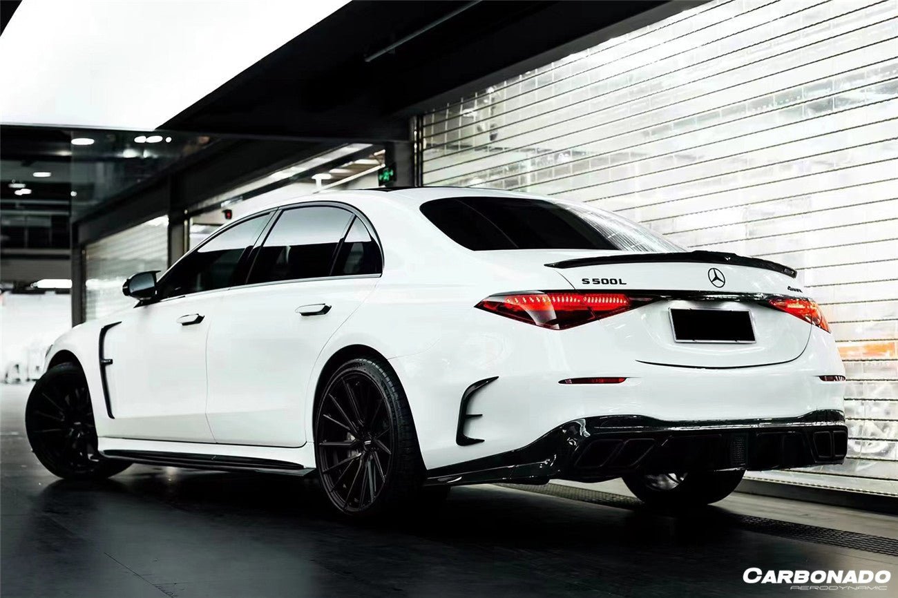 2021 - 2025 Mercedes Benz S Class W223 4Matic Sedan MSY Style Rear Lip with LED Light And Exhaust tips