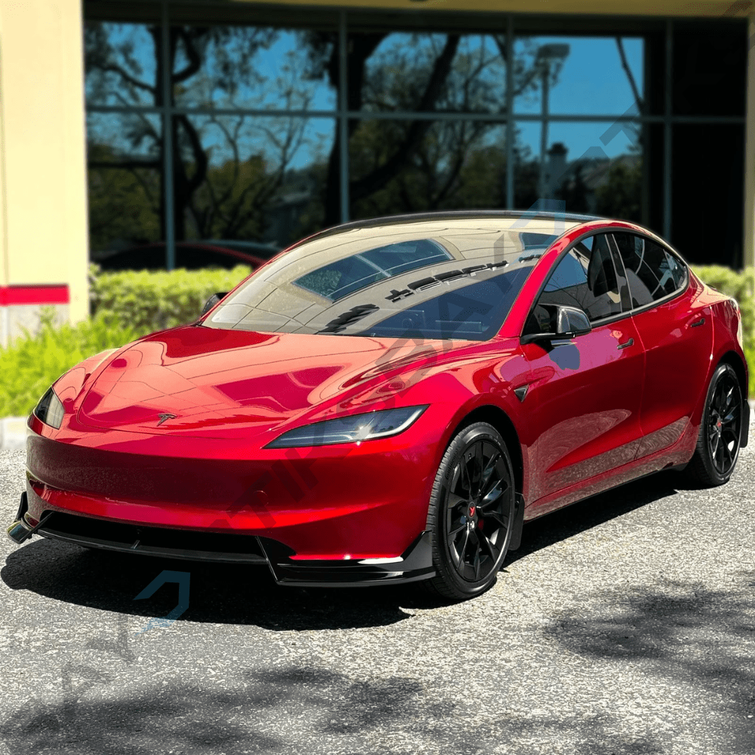 2024-2025 Tesla Model 3 Highland AD Winglet Style Gloss Black Front Lip Splitter