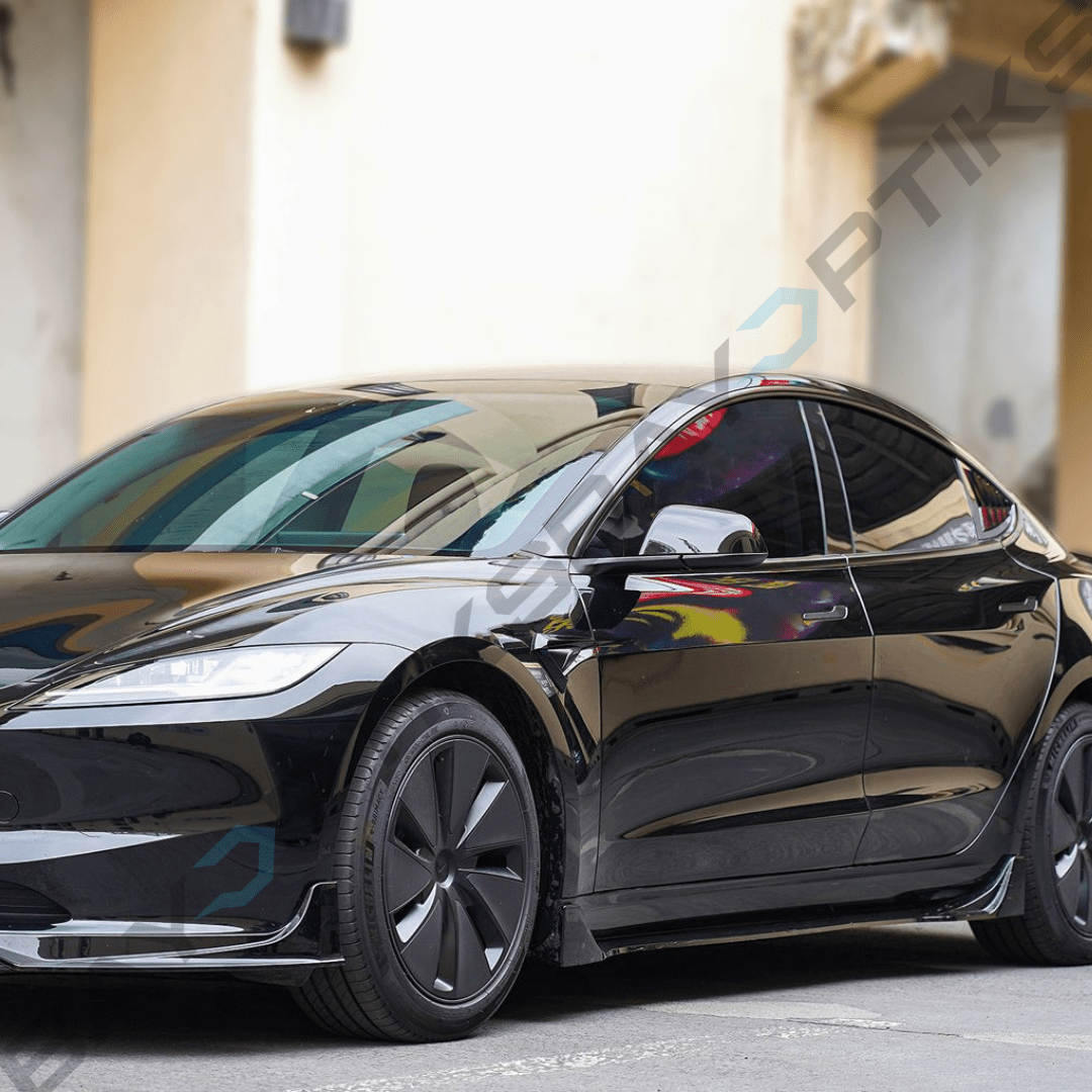 2024-2025 Tesla Model 3 Highland Winglet Style Gloss Black Side Skirt Extension