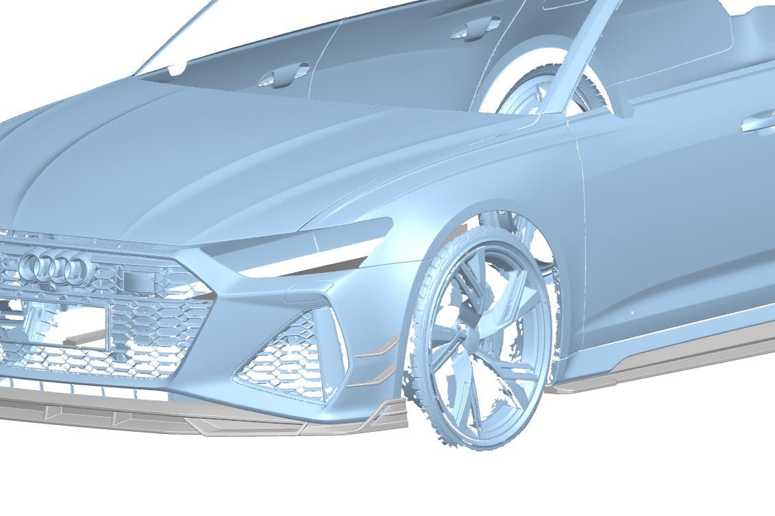2019-2024 Audi RS6 & RS7 C8 AD Style Dry Carbon Fiber Front Bumper Canards - Carbonado
