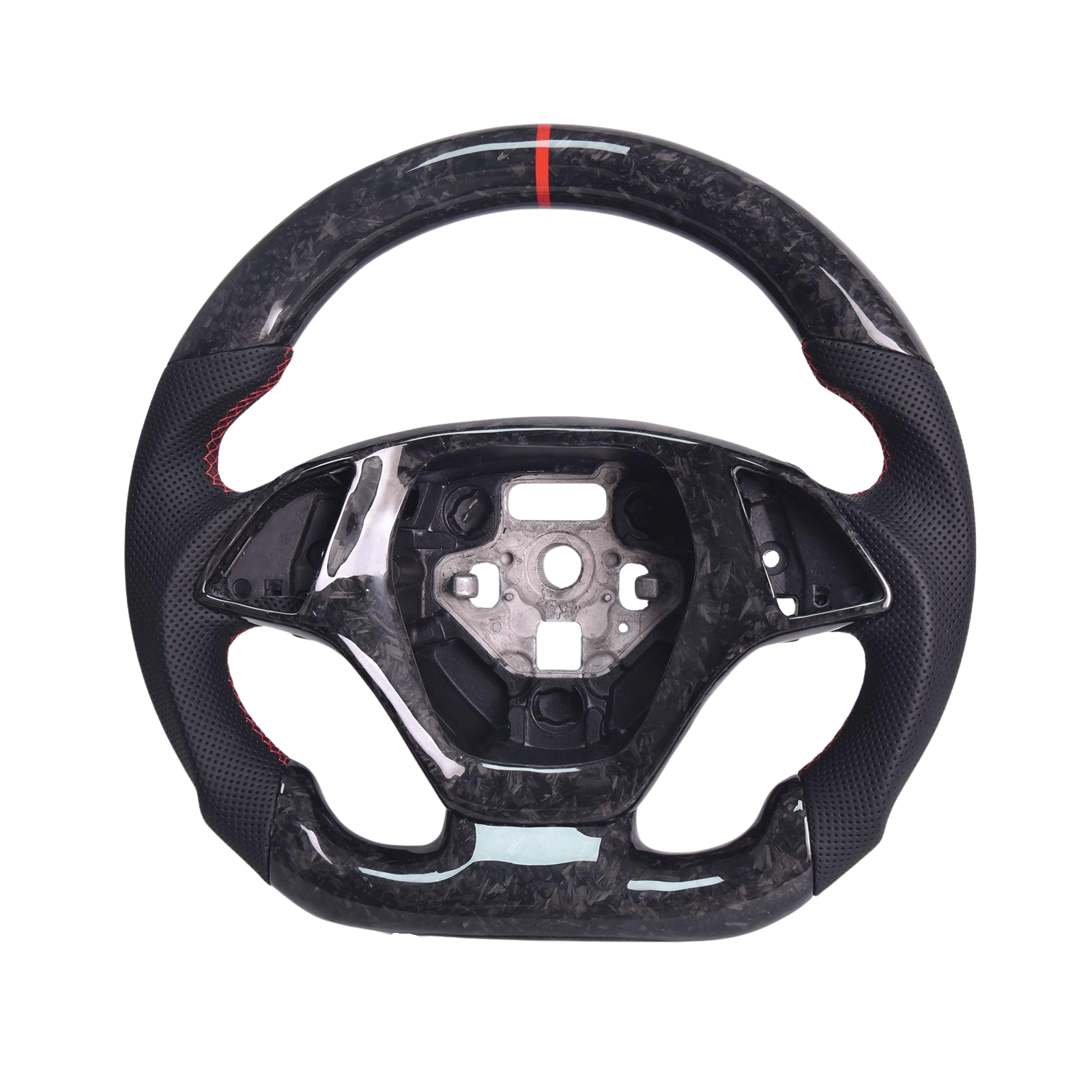 Chevrolet Corvette C7 Forged Carbon Fiber Steering Wheel Black Leather Red Stitching 2014-2019