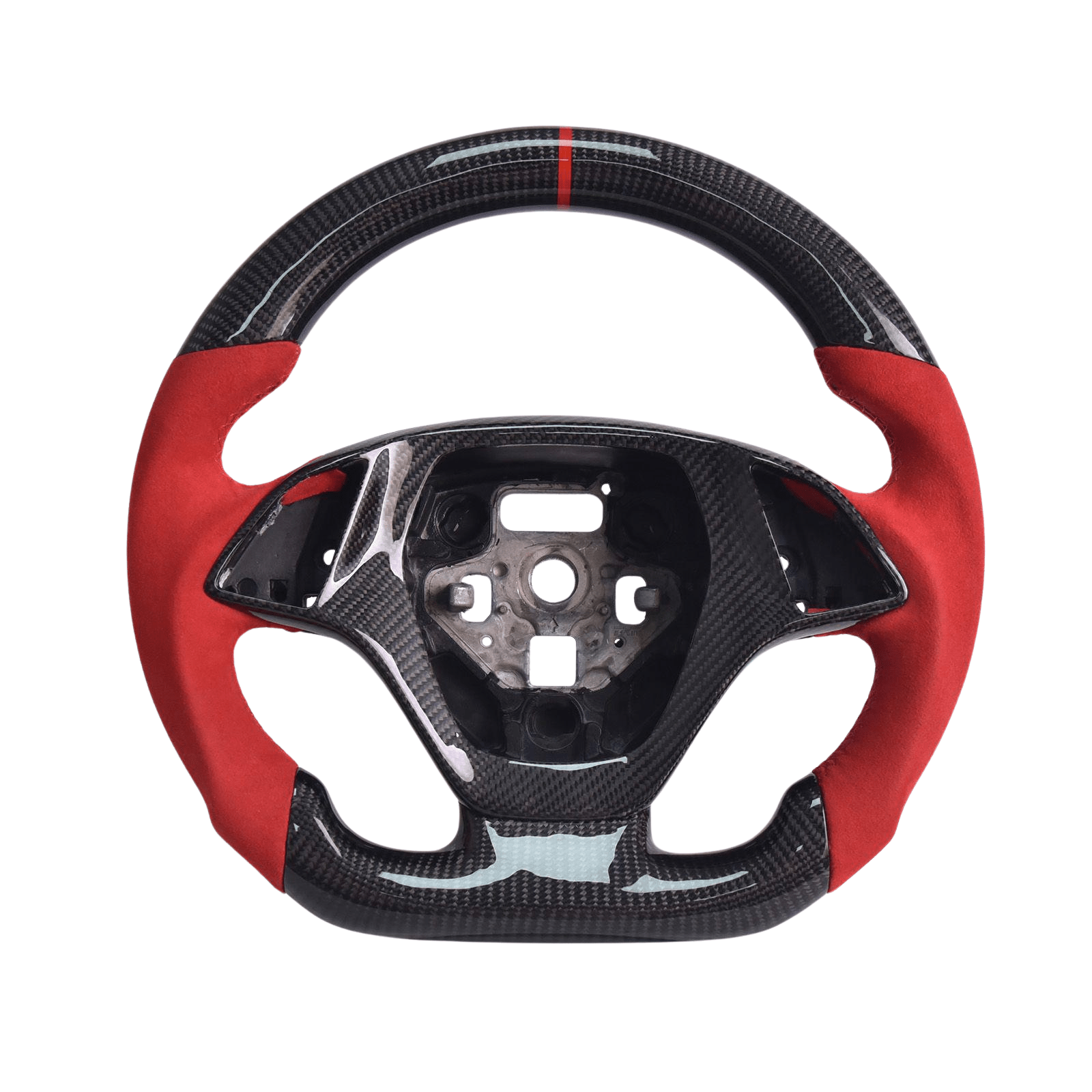 Chevrolet Corvette C7 Forged Carbon Fiber Steering Wheel Red Suede Leather Red Stitching 2014-2019