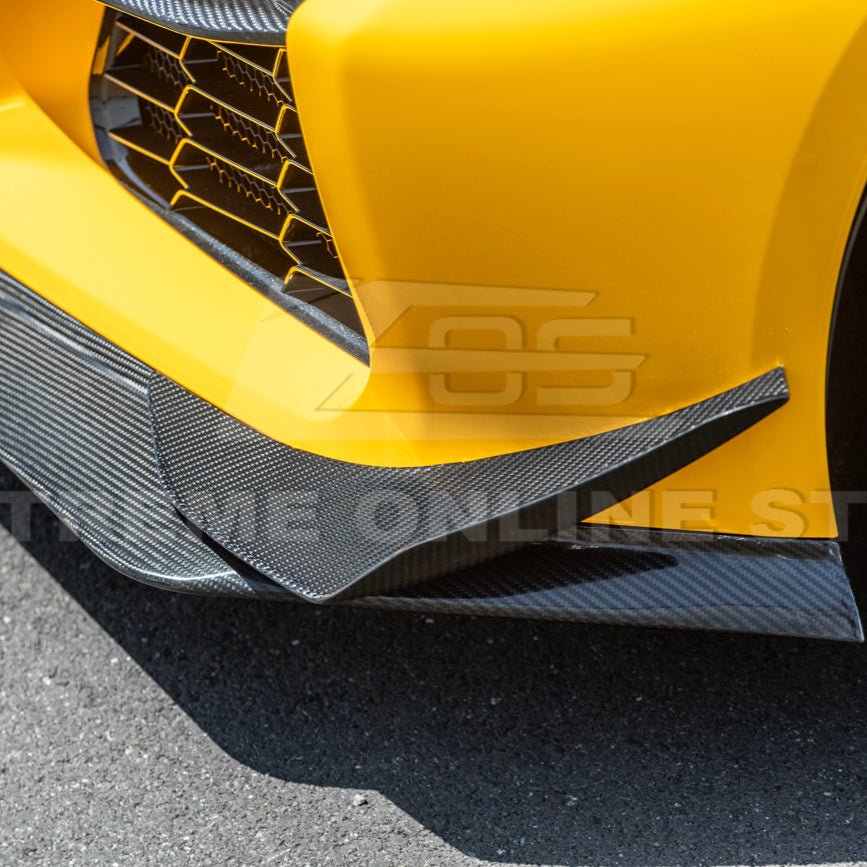 Chevrolet Corvette C8 Z06 Z07 Style Dry Carbon Fiber Extended Front Lip Splitter Canards 2023-Present