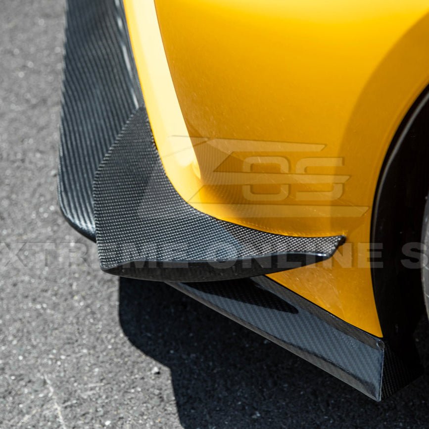 Chevrolet Corvette C8 Z06 Z07 Style Dry Carbon Fiber Extended Front Lip Splitter Canards 2023-Present